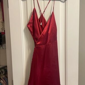 Elegant Red Satin Dress